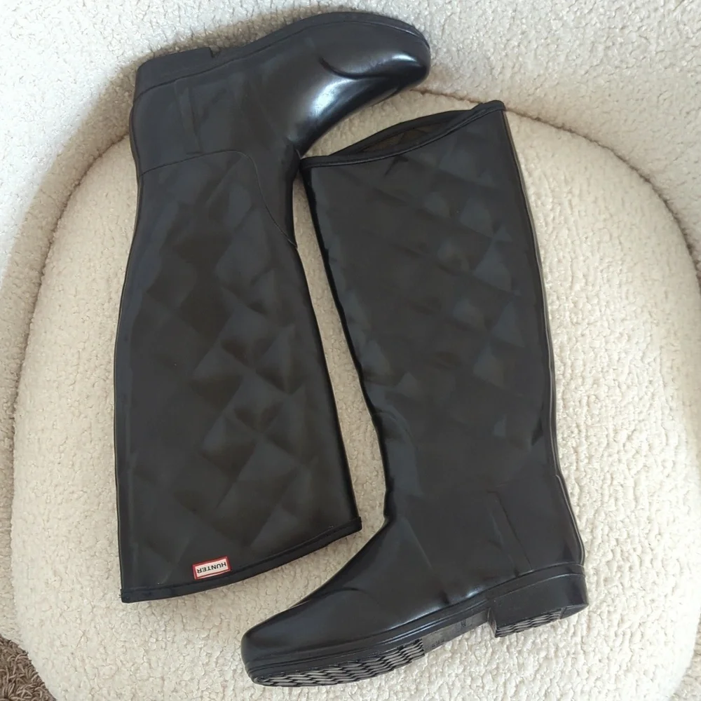 Hunter Black Women's Sandhurst Savoy Riding Rain Boot Quilted Black - Picture 6 of 9